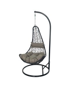 Swing, metal/PE rattan, black frame, dark grey seat, basket L126xW83xD70 cm, H200 cm