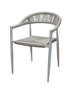 Armchair, aluminum frame/PE weave, white frame, white weave, 56x60xH78 cm