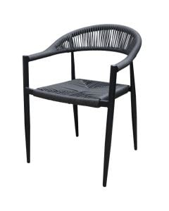 Armchair, aluminum frame/PE weave, black frame, black weave, 56x60xH78 cm