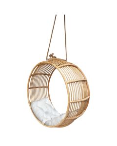 Rocking chair, rattan, natural color, white sole, W120xB60xH120 cm