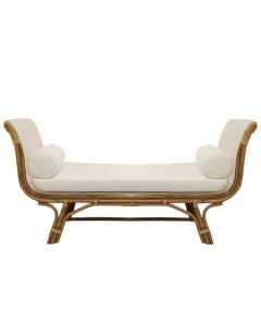 Side cushion chair, rattan, natural color, white sole, W150xB50xH80 cm