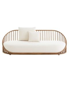 3-seater sofa, rattan, natural color, white sole, W200.5xB97xH80 cm