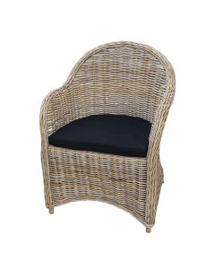 Kubu Roma chair, rattan, natural color, dark gray slats, W67xB63xH89 cm