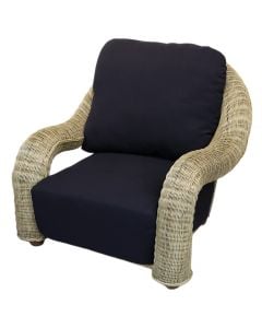 Kubu King chair, rattan, natural color, dark gray slats, W100xB70xH80 cm