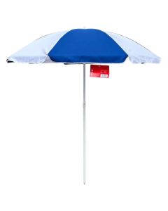 Beach umbrella, metal/polyester, blue/white color, D180 cm x H 200 cm
