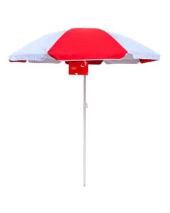 Beach umbrella, metal/polyester, red/white color, D180 cm x H 200 cm