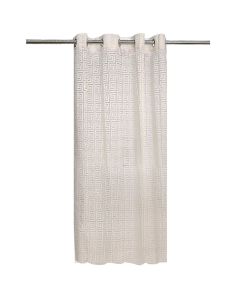 Net curtain with rings , 100% polyester, light grey, 140x260 cm