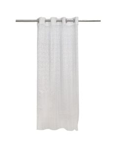 Net curtain with rings , 100% polyester, white, 140x260 cm