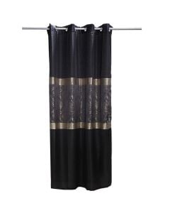 Full curtain with rings, 100% polyester, jacquard, black/gold, 140x260 cm