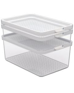 Fridge organizer set (3 pieces), plastic, transparent/white, 1x1.3 L / 1x2.6 L / 1x4.65 L