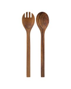 Salad spoon & fork set, wood, brown, 30 cm