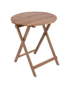 Folding table, tropical Acacia wood, natural color, D60xH75 cm
