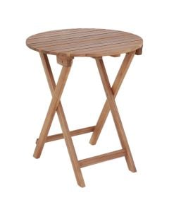 Folding table, tropical Acacia wood, natural color, D90xH75 cm