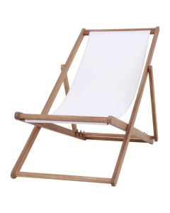 Beach chair, tropical Acacia wood + textilene, natural color + white textilene, 59x112x93 cm