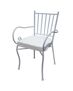 Metal chair with slats, white frame, beige slats, 45x42xH88 cm