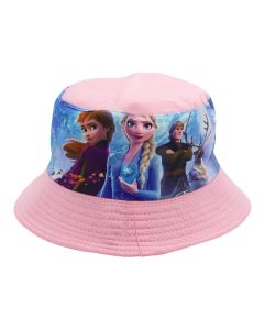 Summer hat for children with Frozen motifs, cotton, pink and blue color