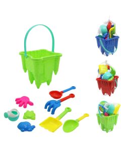 Beach toy for children, buckets + various shovels