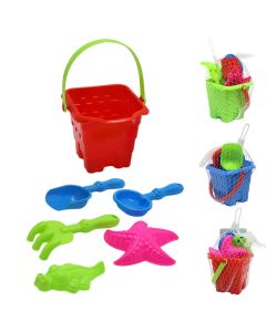 Children's beach toys, buckets + various shovels