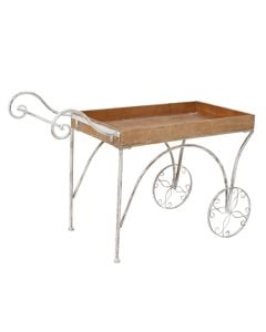 Decorative cart, cast iron, white with white and brown, L84xW35xH55 cm