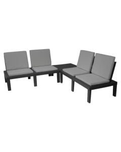 Set of 4 single armchairs + table, Molok, PP, chairs 65x65x70 cm, table 65x65x32 cm, anthracite color_x000D_