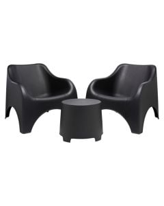 Set of 2 single armchairs + table, Cloud, PP, chairs 79.5x81x76 cm, table 46x40x38 cm, anthracite color_x000D_