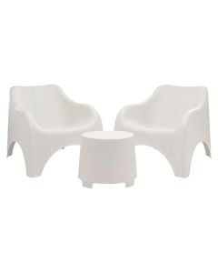 Set of 2 single armchairs + table, Cloud, PP, chairs 79.5x81x76 cm, table 46x40x38 cm, white color_x000D_
