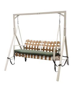 Swing for 3 people, Kubu Bank, Steel structure + synthetic rattan, L171.00-W121.00-H169.00cm, natural white color