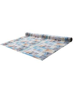 Tablecloth, PVC, white/blue, 140 cm