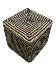 Puffe, 50% jute & 50% cotton, beige/black , 40x40x40 cm
