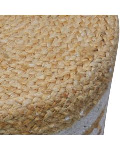 Puffe, 70% jute & 30% cotton, beige/white, 40x40x30 cm