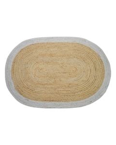 Oval shape carpet, 100% jute, beige, 120x170 cm