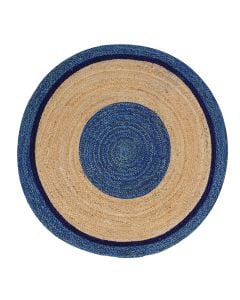 Circular rug, 100% sea grass, blue/beige, Dia. 120 cm