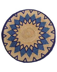 Circular rug, 100% jute, beige/blue, Dia. 120 cm
