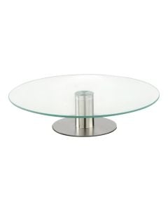 Cake stand, stainless steel/glass, transparent, 
Dia. 30x7 cm