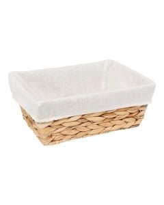 Harmony bread basket, 

steel/straw/cotton
, natural/white, 
 25.5x18.5x9.5 cm