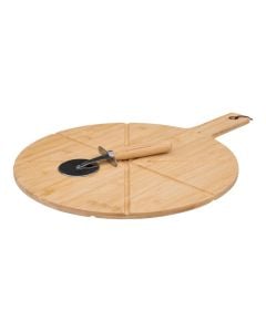 Cutting board and pizza cutter set, bamboo
, natural, 
 50x37x1.1 cm