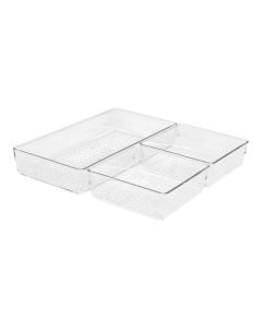 Drawer organizer set, plastic
, transparent, 
 30.8x15.6x5.2 cm