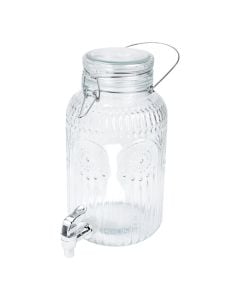 Dispenser jar with faucet, glass
, transparent, 
3.8 L / 21.5x16x29 cm