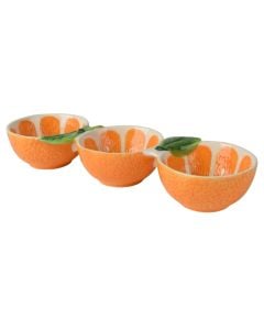 Antipasto/Sauce Bowl with orange design, ceramic, orange, 8 x 28 x H 4 cm