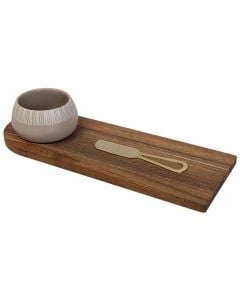 Antipasto bowl set, ceramic/acacia wood, acacia wood, 12 x 32 x H 6 cm