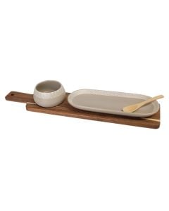 Antipasto bowl set, ceramic/acacia wood, acacia wood, 10.5 x 45 x H 6 cm