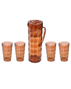 Water/juice jug and glasses set, plastic, terracotta, 1.7 L / 16x10x28.7cm ; 370 ml / Dia. 7.3x12.5cm