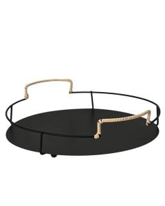 Serving tray, metalic, black, Dia. 30 x H 6 cm