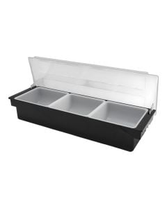 3-compartment condiment holder, pp+pc+abs, black/white, 50x16x H 9 cm
