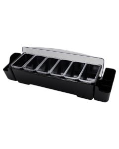 6-compartment condiment holder, pc+abs, black, 47.4x16.8x H 18 cm