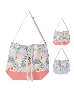Beach bag, floral motifs, various colors, 44x45 cm