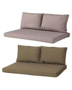 Pallet slatted seating set, cotton/cotton filling, beige/light grey, 120 x 80 & 2x60 x 40 cm