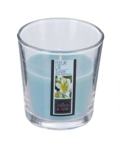 Scented candle Nina, tiare scent, sky blue color, D7.3xH8 cm