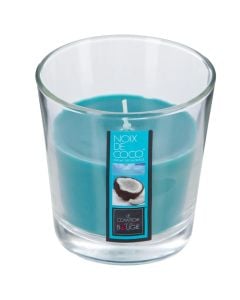 Scented candle Nina, coconut scent, blue color, D7.3xH8 cm