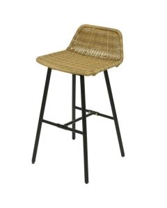 High stool, metal structure, PE wicker, L48-W46-H87cm